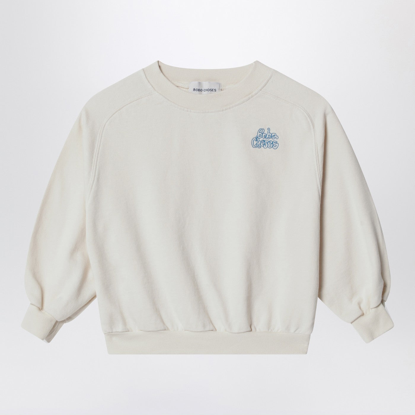 White mélange cotton sweatshirt with logo