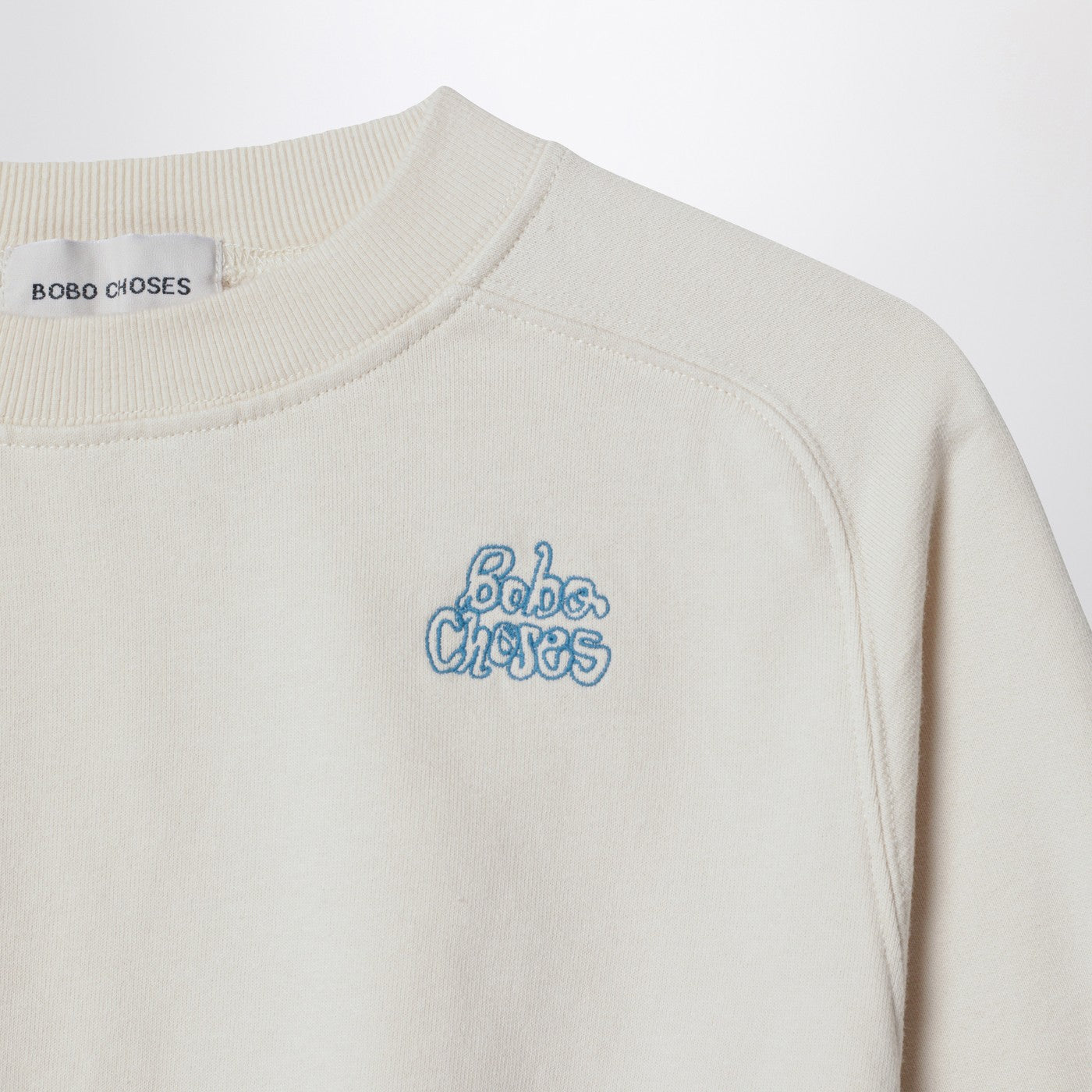 White mélange cotton sweatshirt with logo