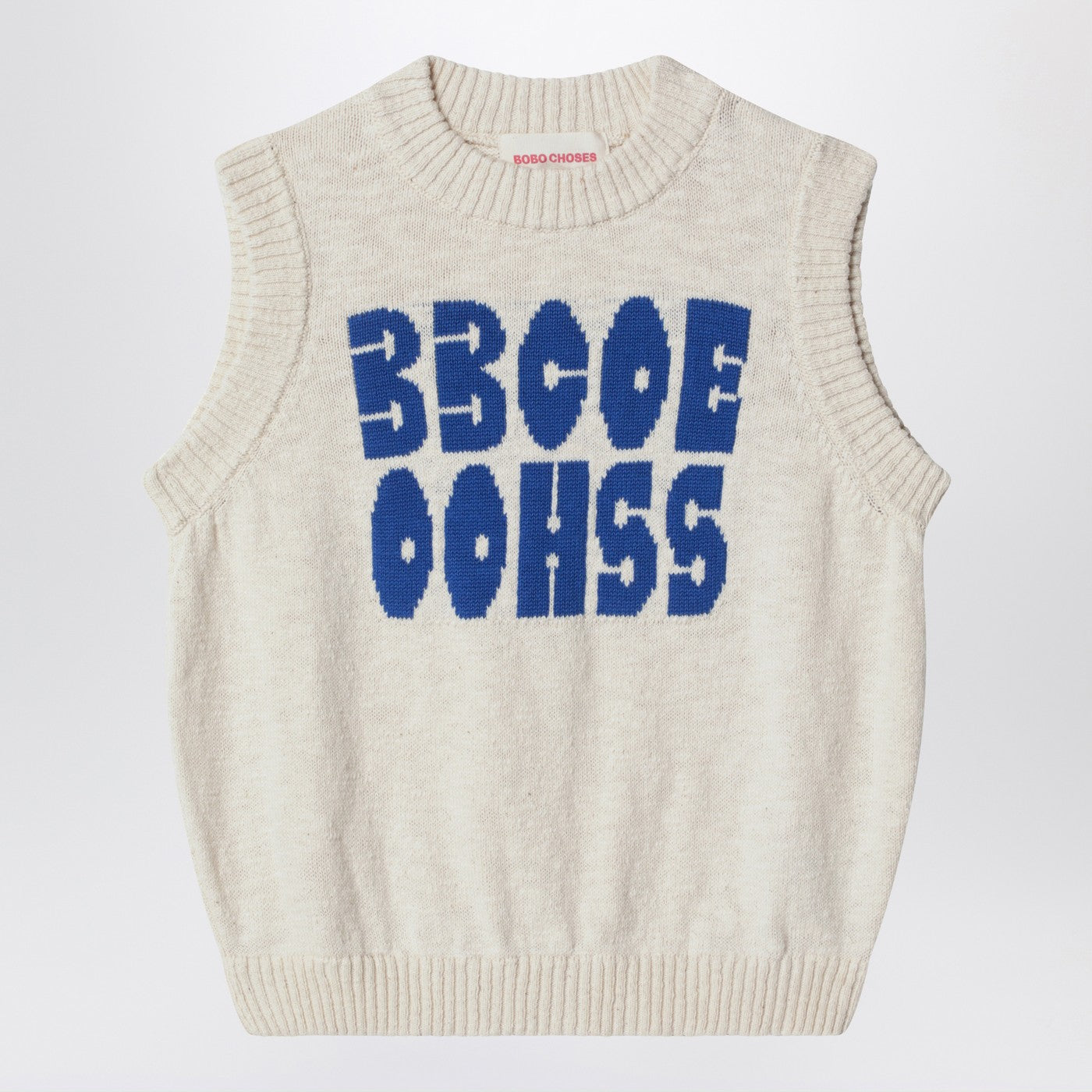 Gilet blanc chiné avec intarsia logo