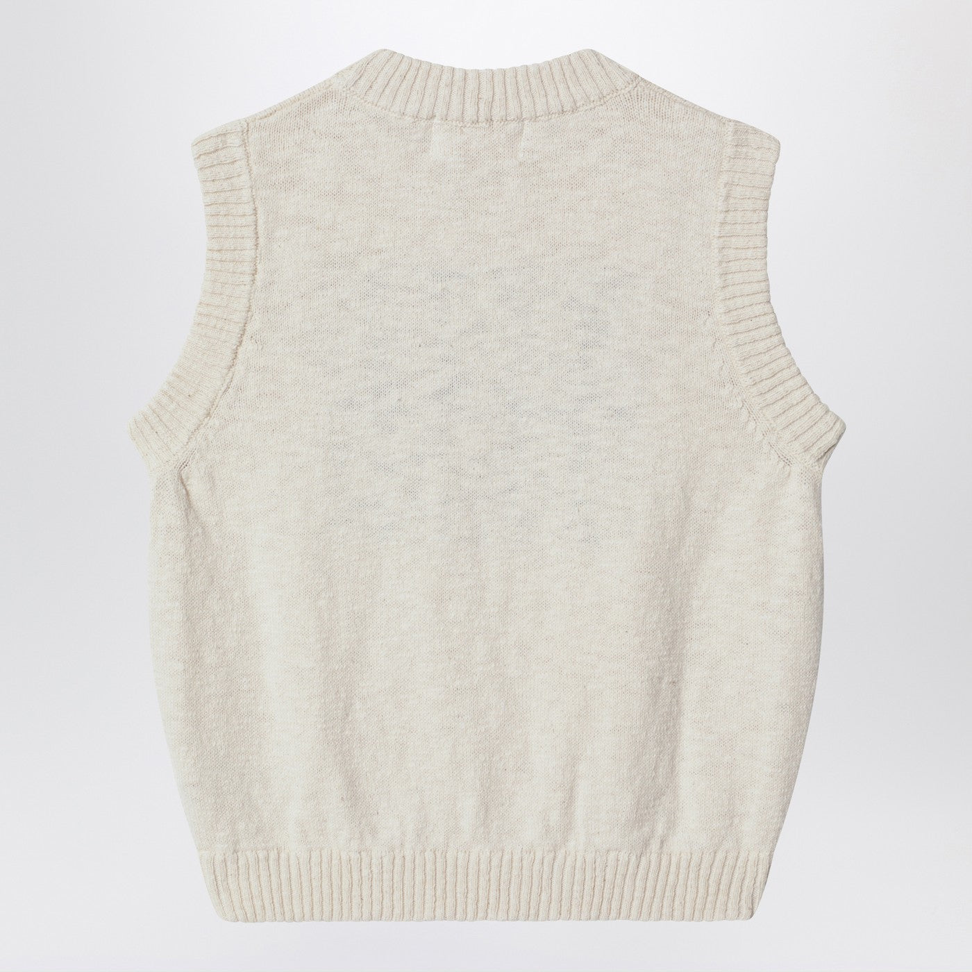 Gilet blanc chiné avec intarsia logo