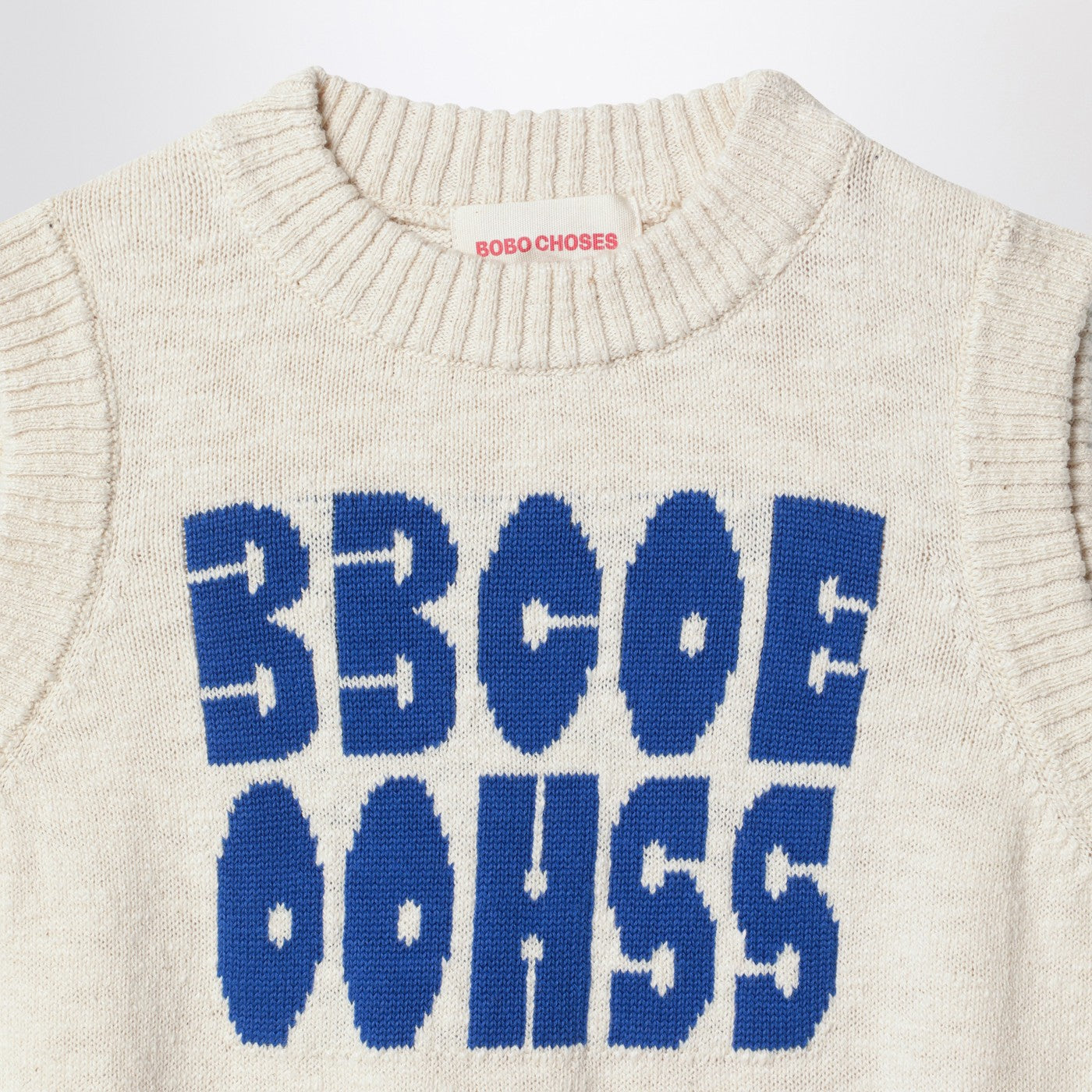 Gilet blanc chiné avec intarsia logo