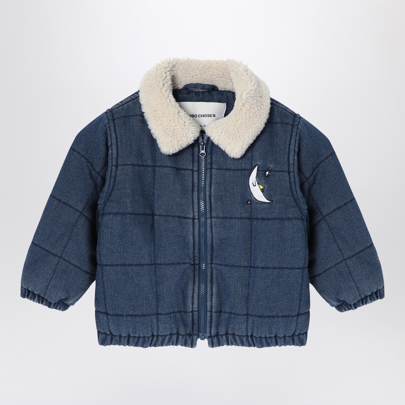 Giacca trapuntata blu navy in denim