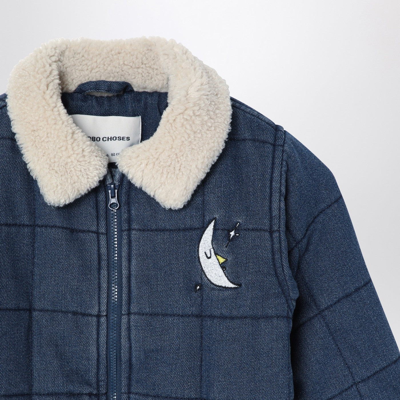 Giacca trapuntata blu navy in denim