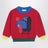 Red sweater with logo intarsia
