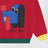 Red sweater with logo intarsia