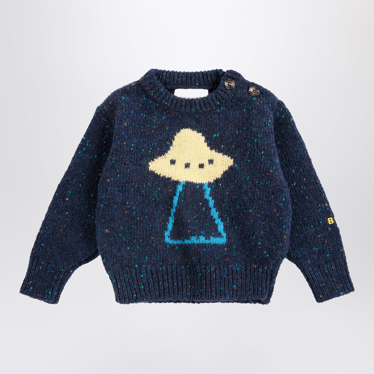 Navyblauer Pixel Abduction Pullover aus Wollmischung
