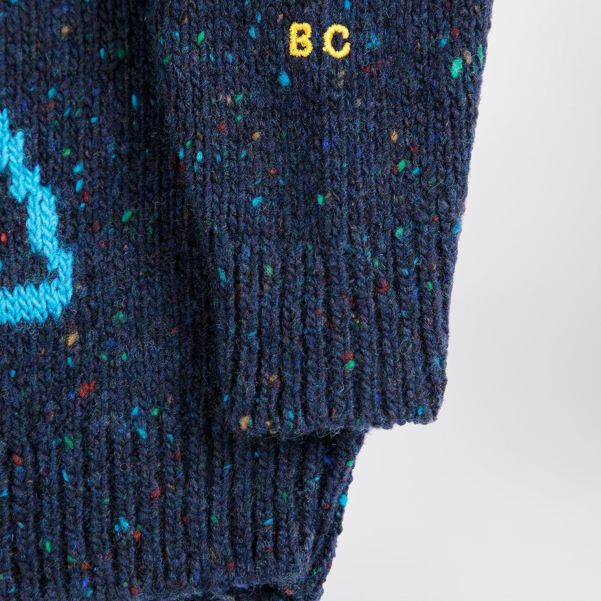 Navyblauer Pixel Abduction Pullover aus Wollmischung
