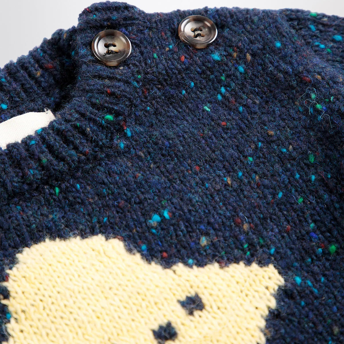 Navyblauer Pixel Abduction Pullover aus Wollmischung