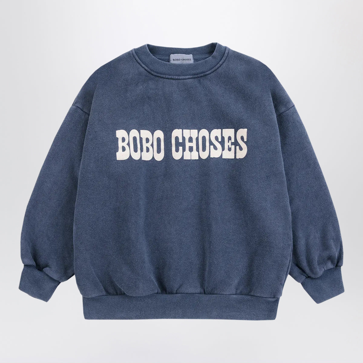 Mitternachtsblaues Baumwoll-Sweatshirt mit Pop-Effekt