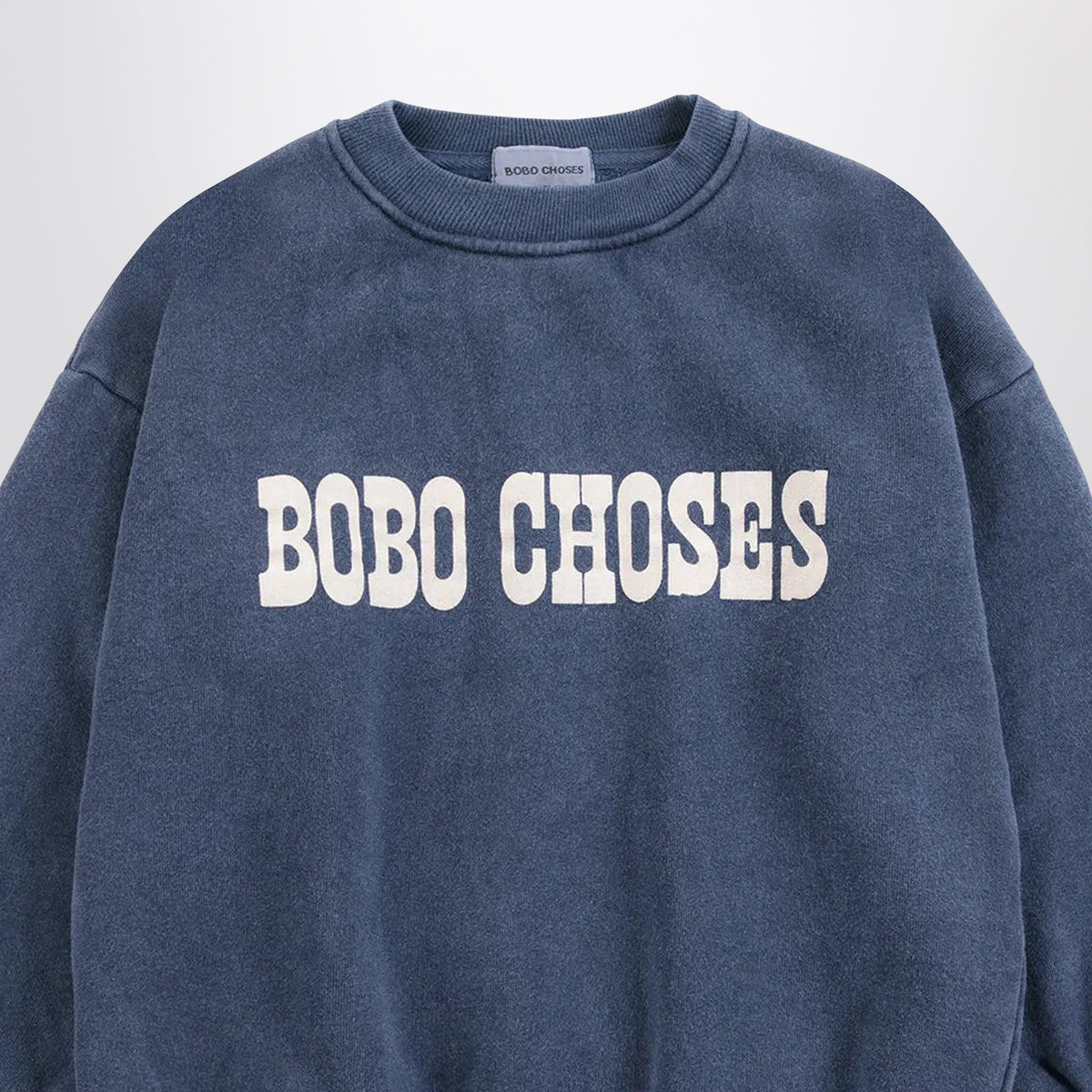 Mitternachtsblaues Baumwoll-Sweatshirt mit Pop-Effekt