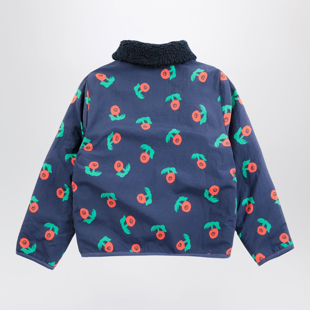 Marineblaue Wendejacke mit Blumenmuster