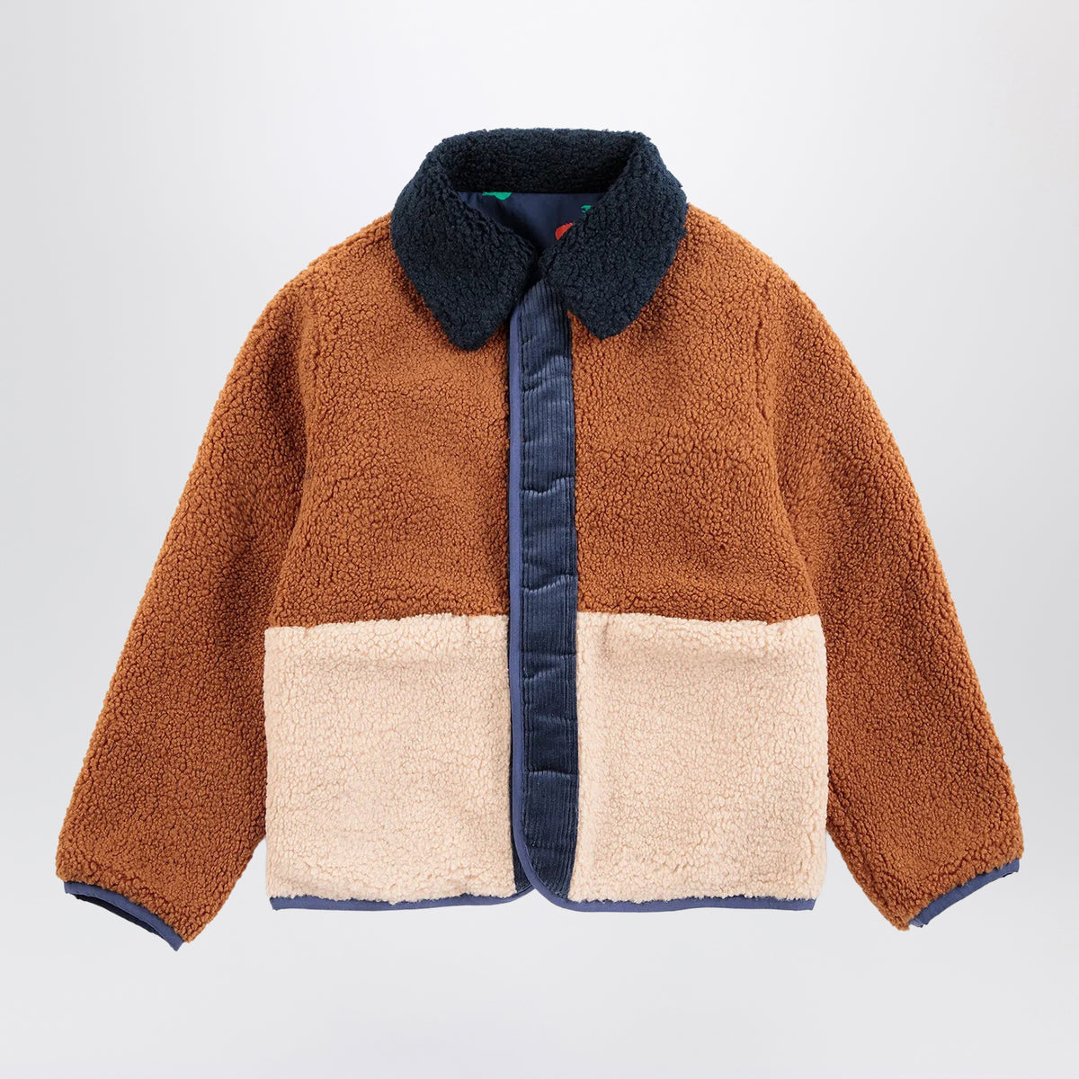 Marineblaue Wendejacke mit Blumenmuster
