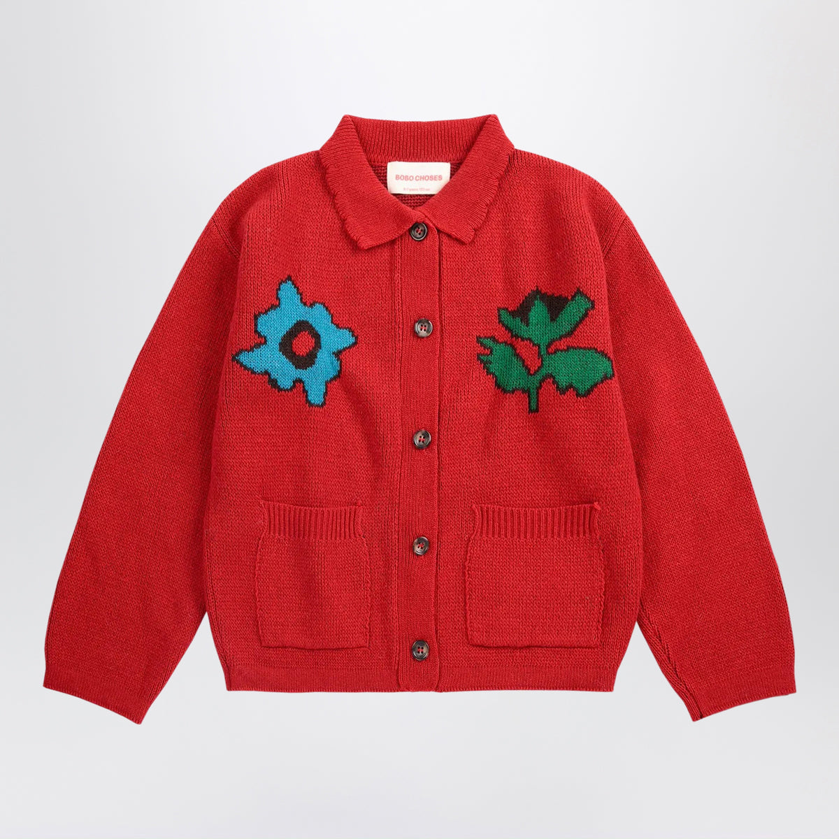 Red cardigan in wool blend