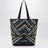Sac cabas Puzzle Fold XL en raphia bleu marine/bleu clair