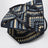 Sac cabas Puzzle Fold XL en raphia bleu marine/bleu clair