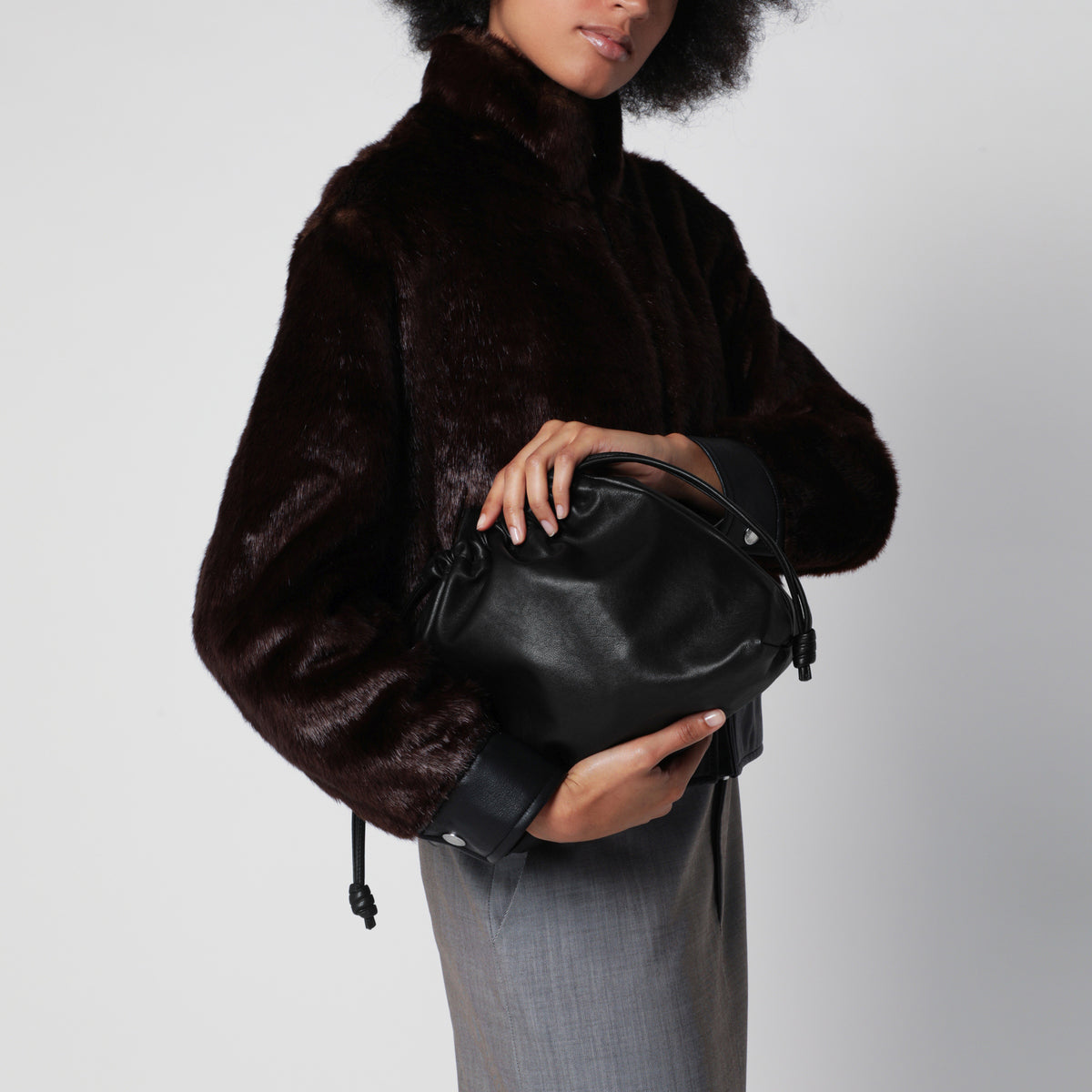 Small black Morgan pouch in faux leather