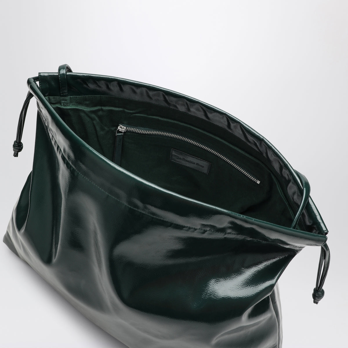 Große flaschengrüne Morgan Pouch aus Kunstleder