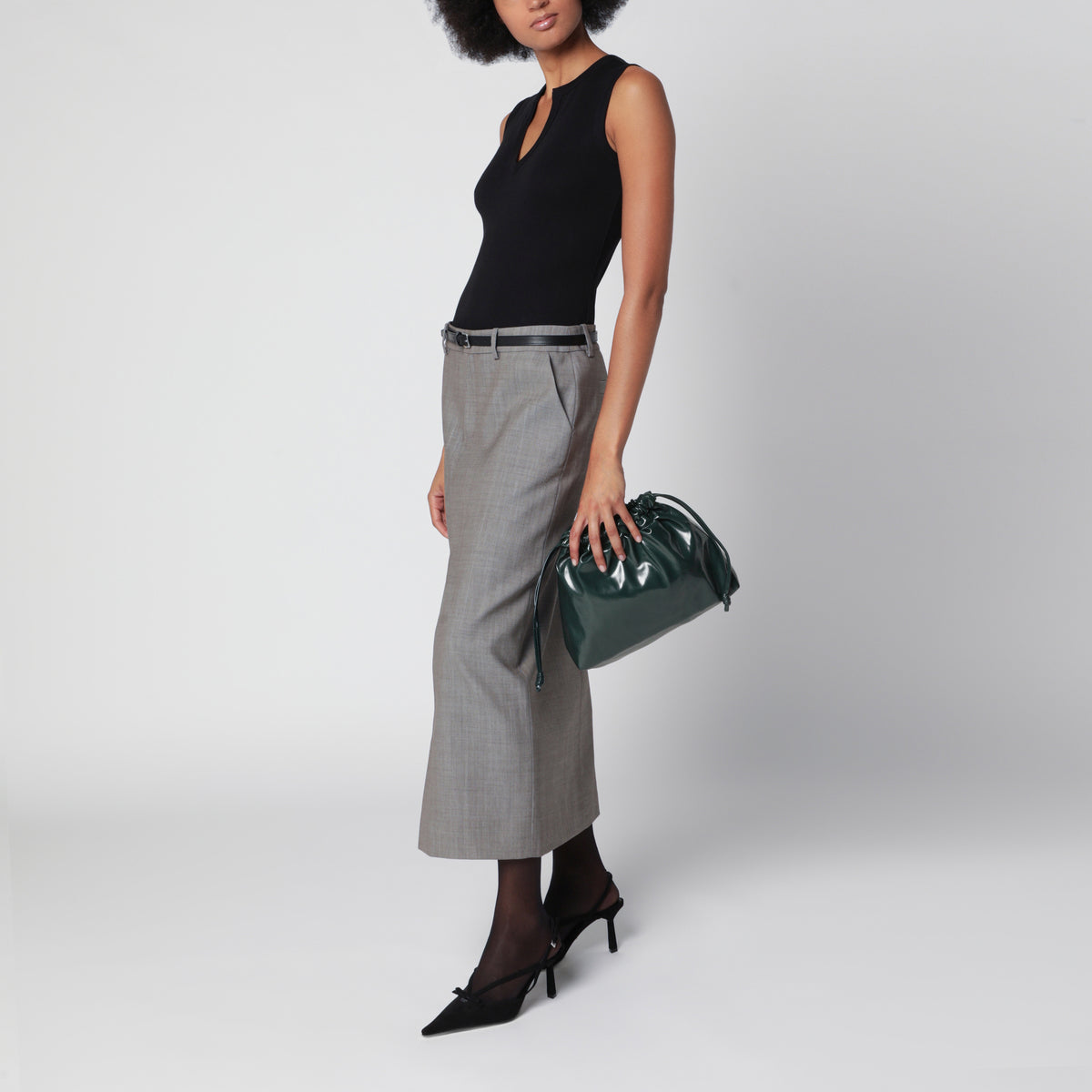 Pochette Morgan piccola verde bottiglia in ecopelle
