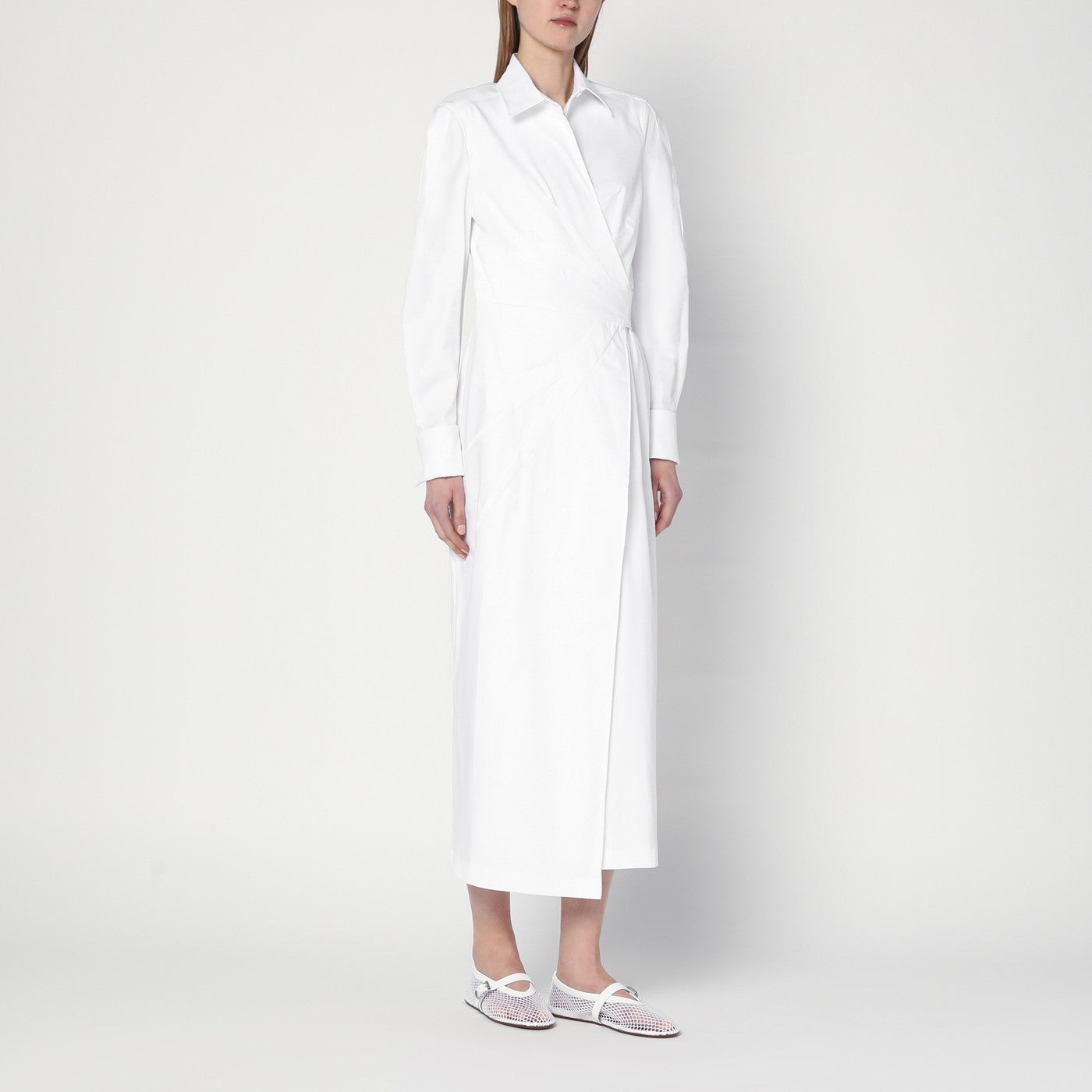 Abito chemisier bianco in twill di cotone