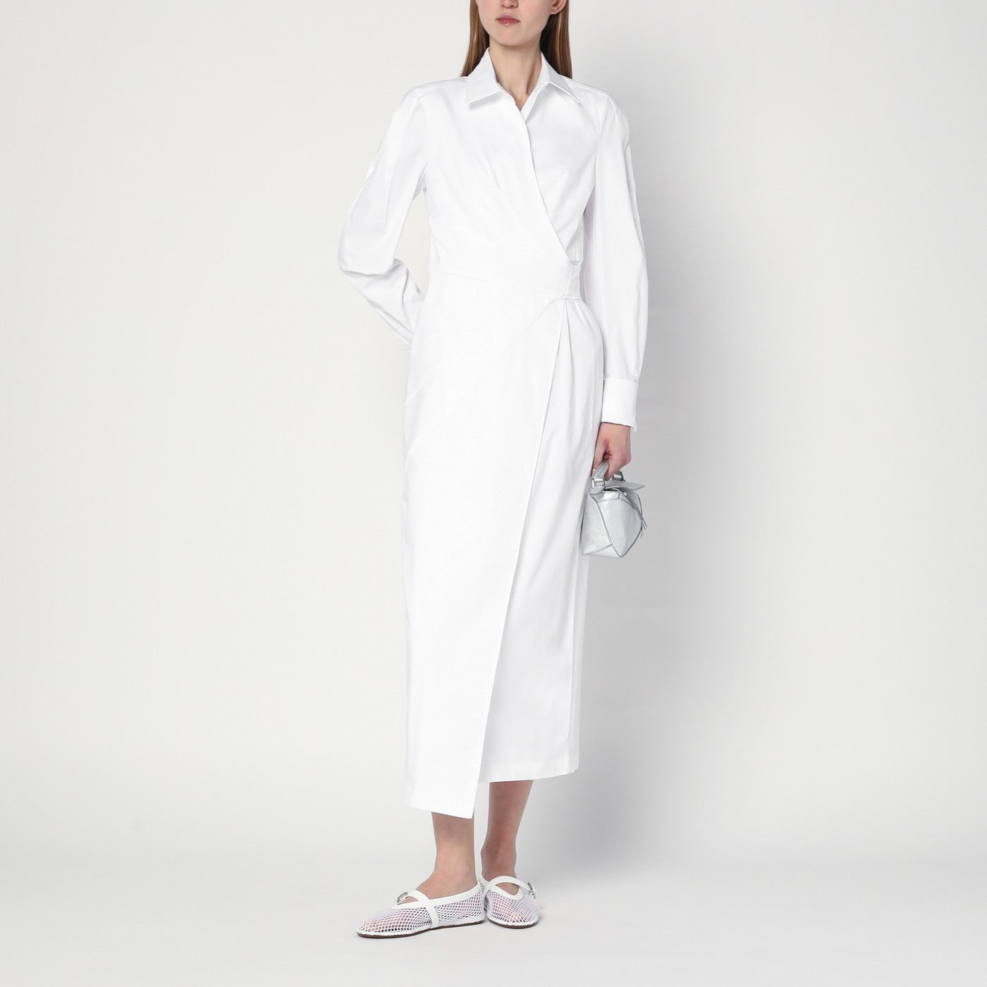 Abito chemisier bianco in twill di cotone