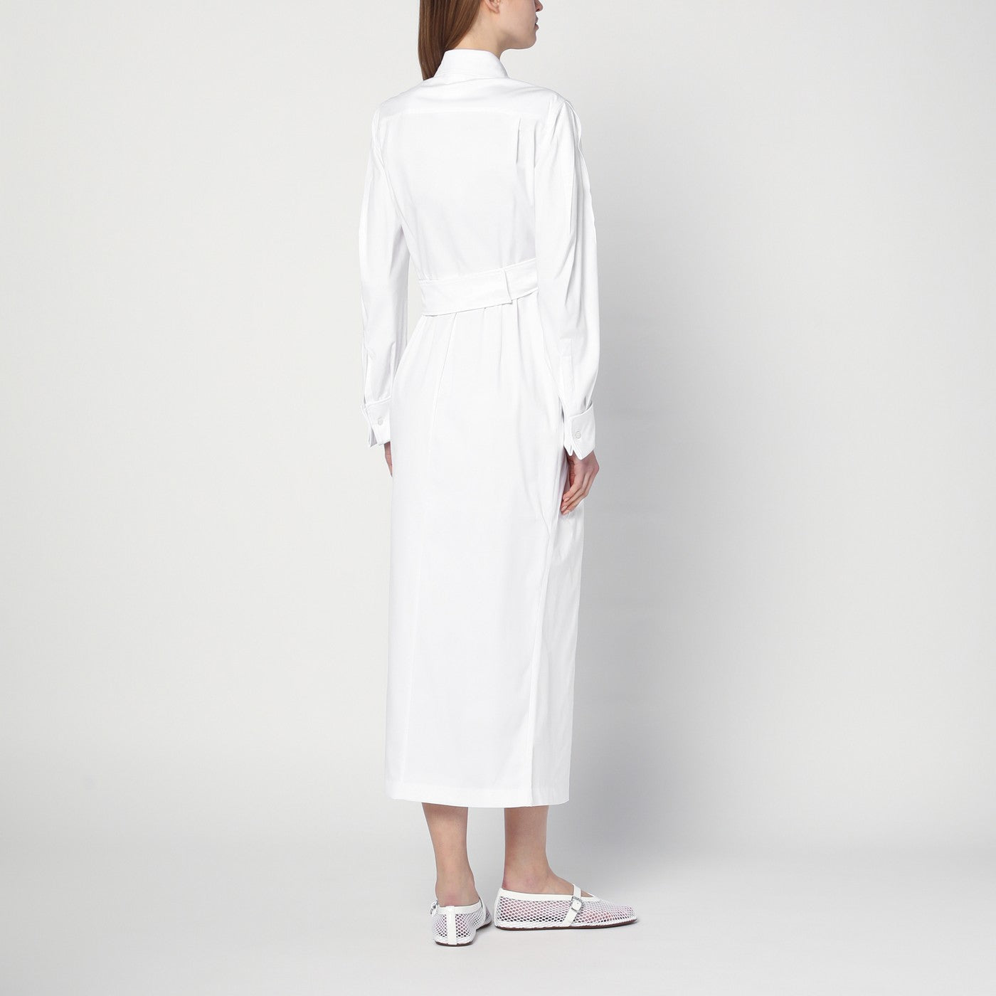 Abito chemisier bianco in twill di cotone