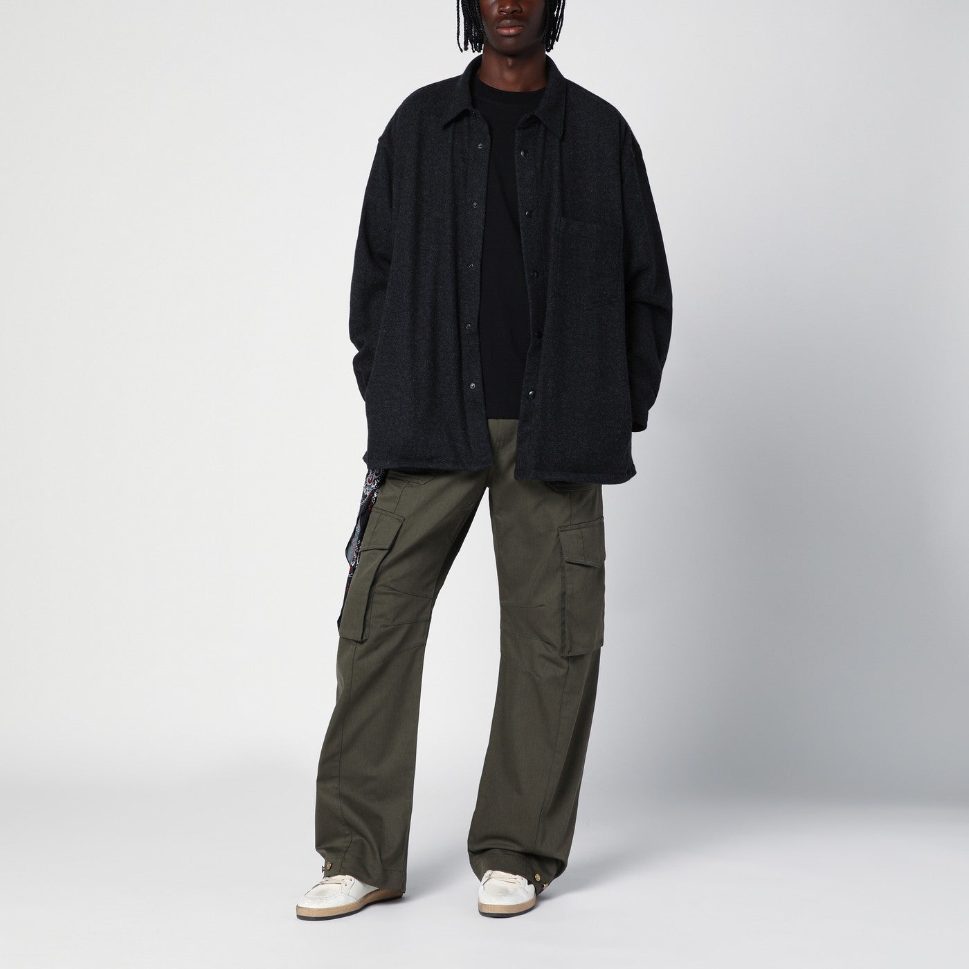 Charcoal grey wool and cashmere overshirt