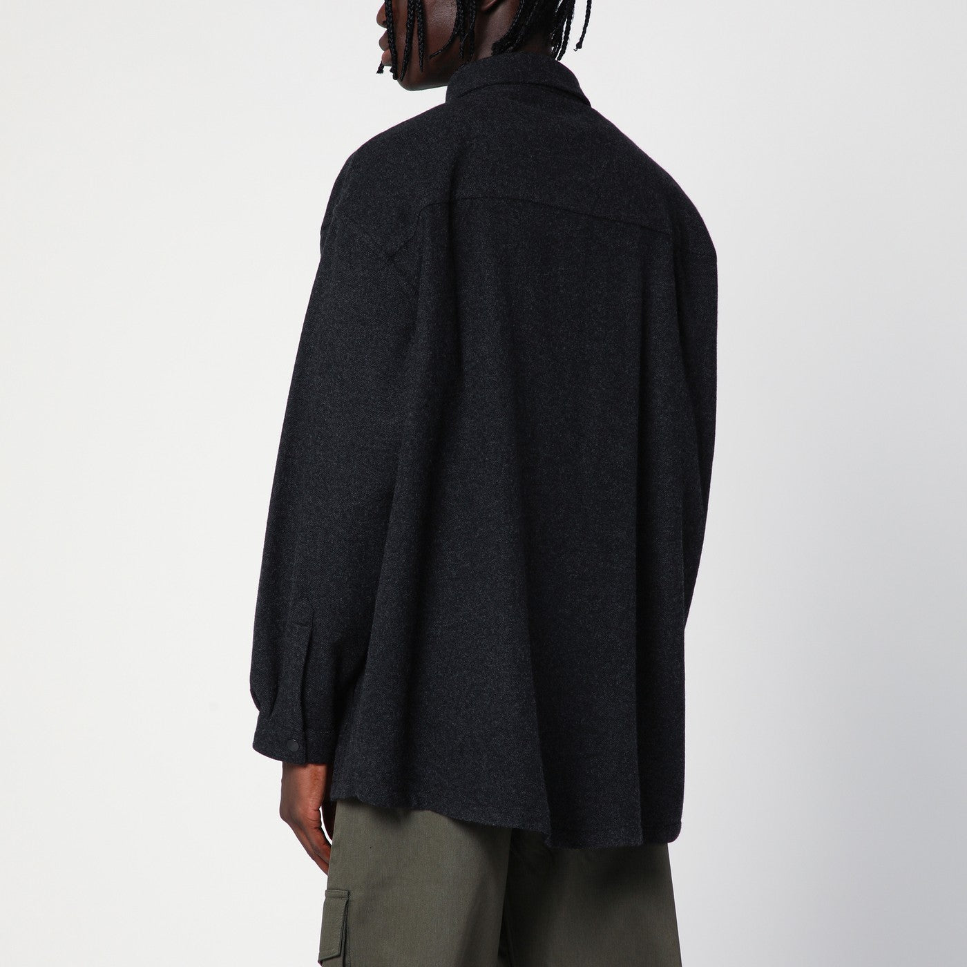 Charcoal grey wool and cashmere overshirt