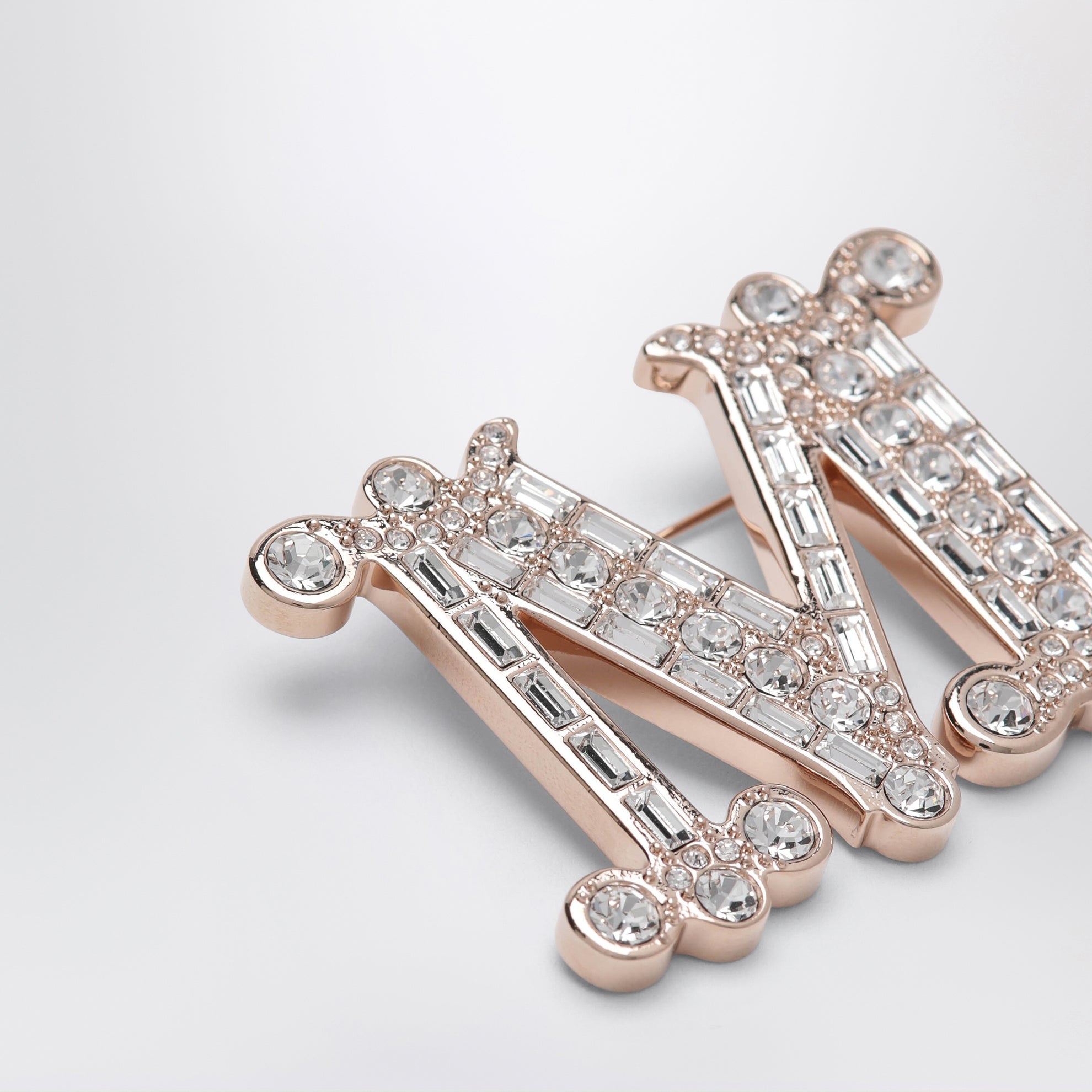 Monogram brooch with micro crystals in metal, crystal