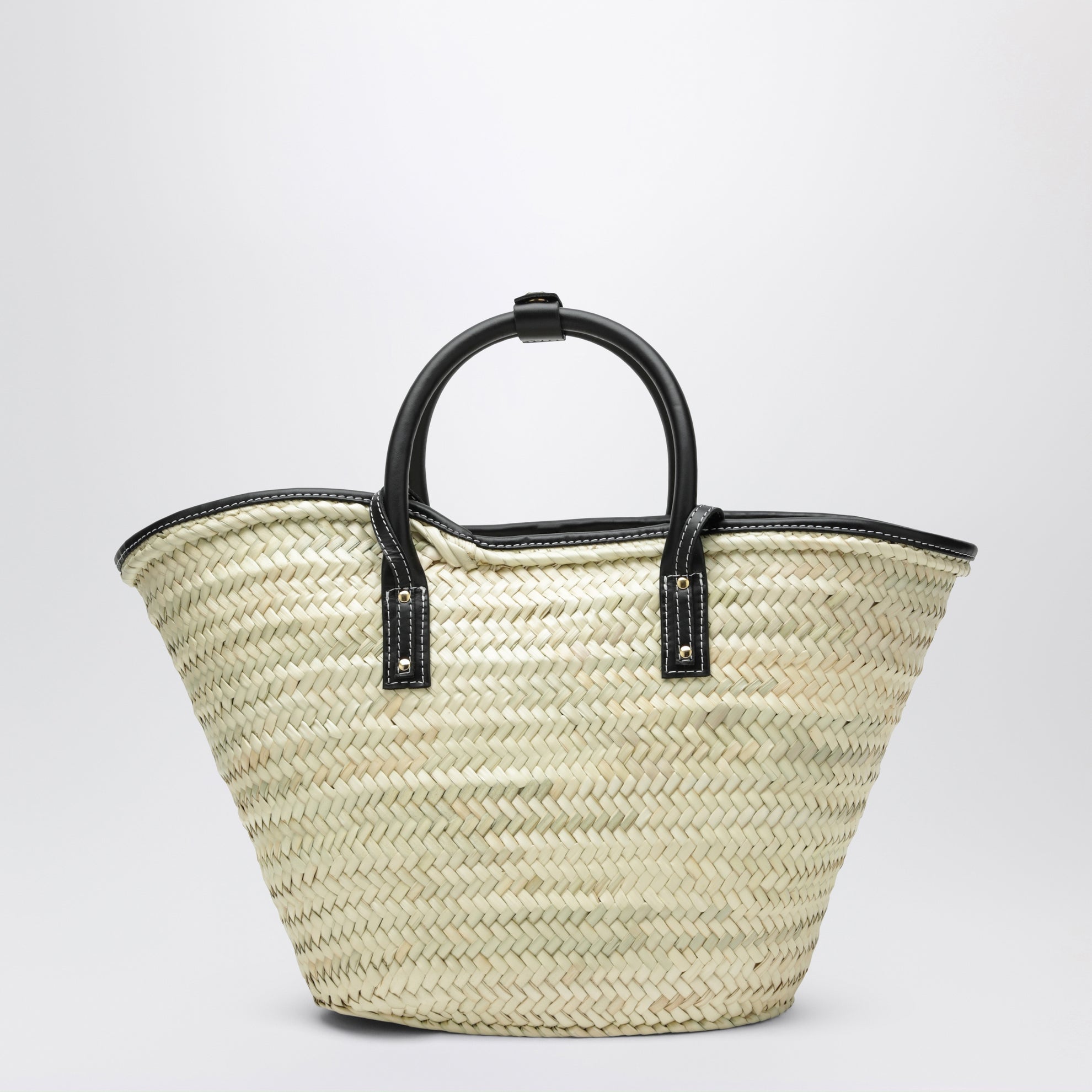 Borsa a mano Le Panier Soli in rafia nera