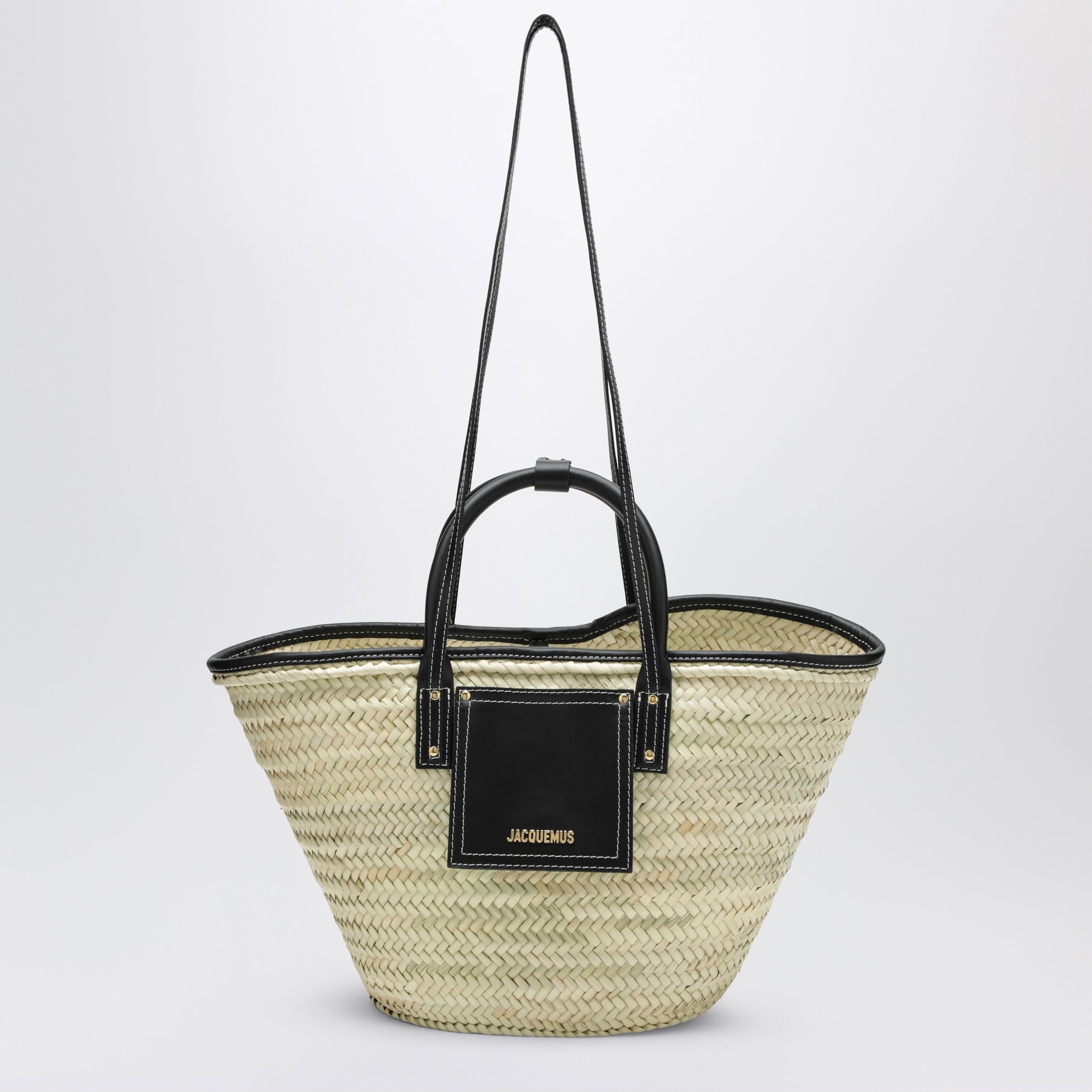 Borsa a mano Le Panier Soli in rafia nera