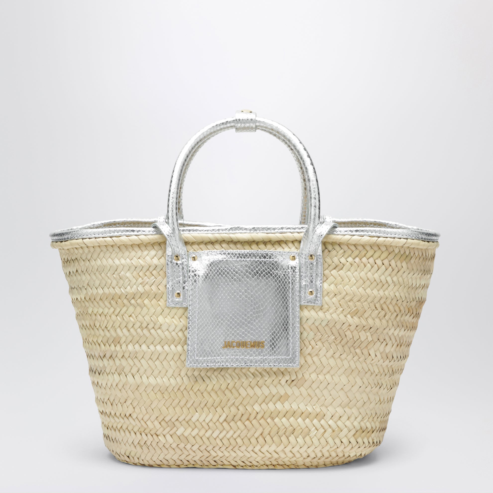 Borsa cesto Soli naturale/argento in rafia