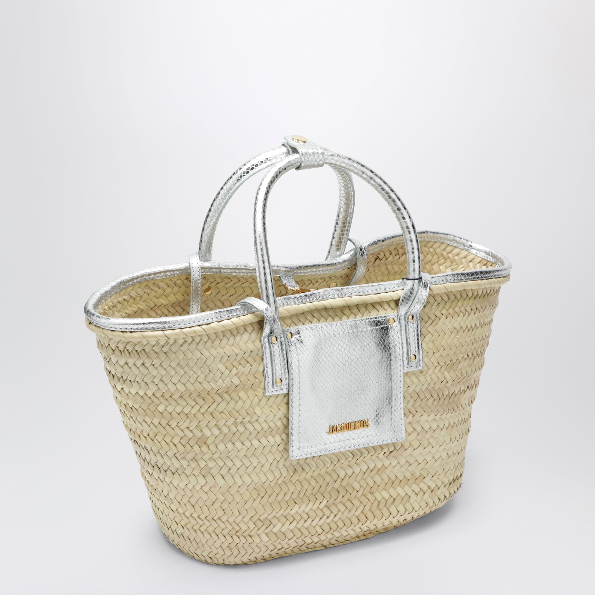 Borsa cesto Soli naturale/argento in rafia