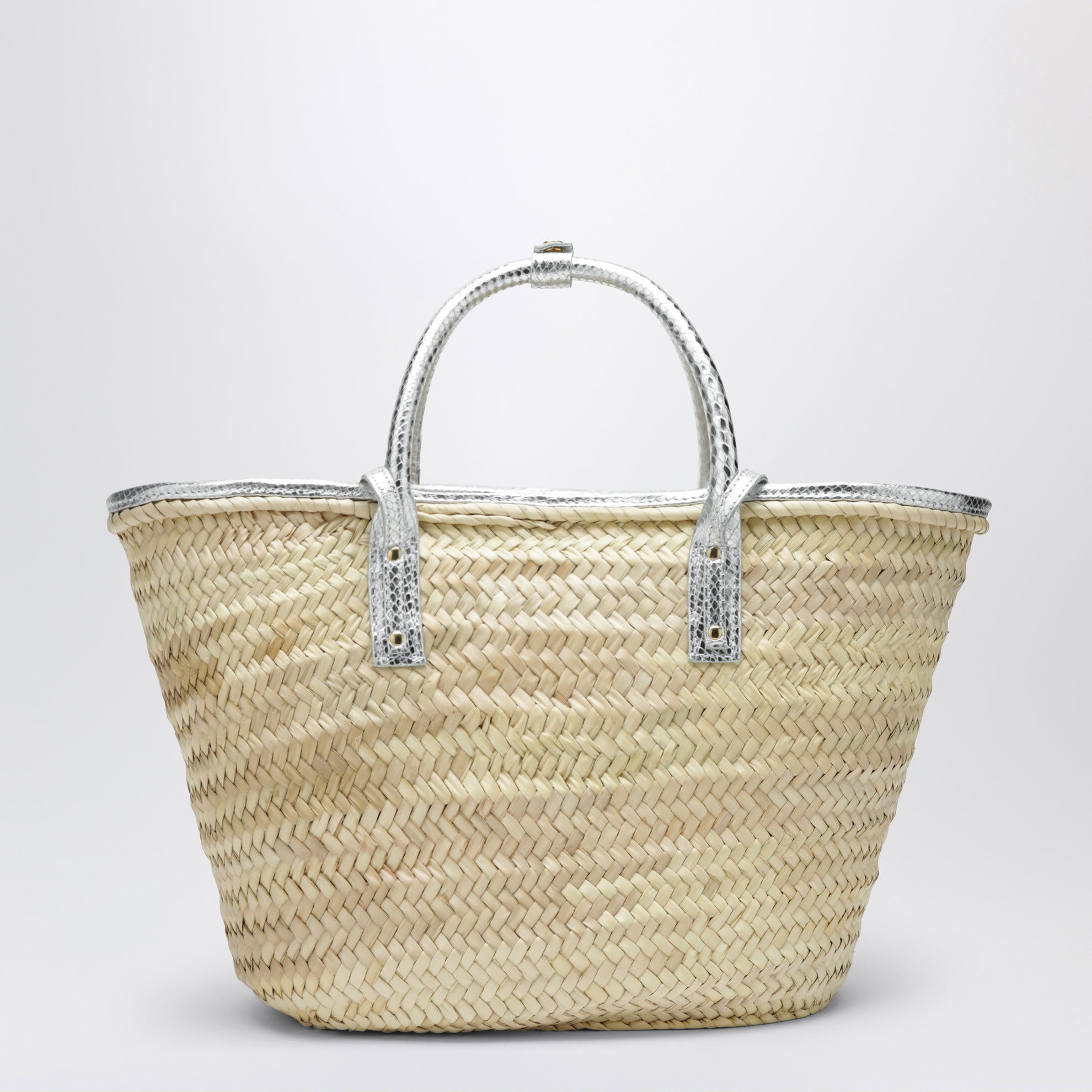 Borsa cesto Soli naturale/argento in rafia