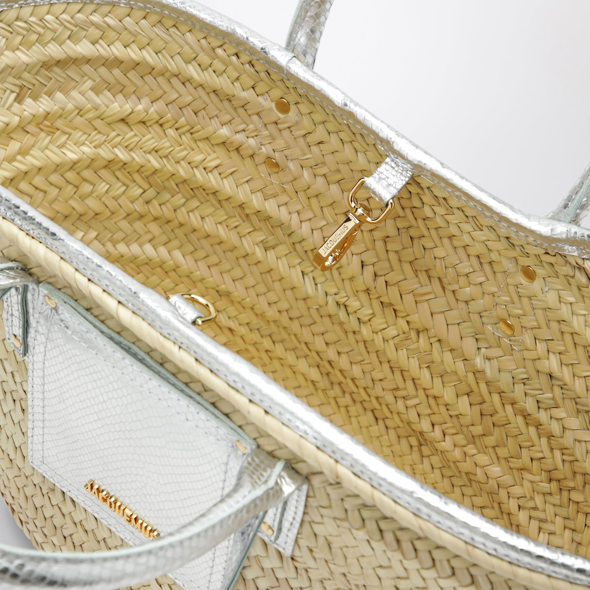 Borsa cesto Soli naturale/argento in rafia