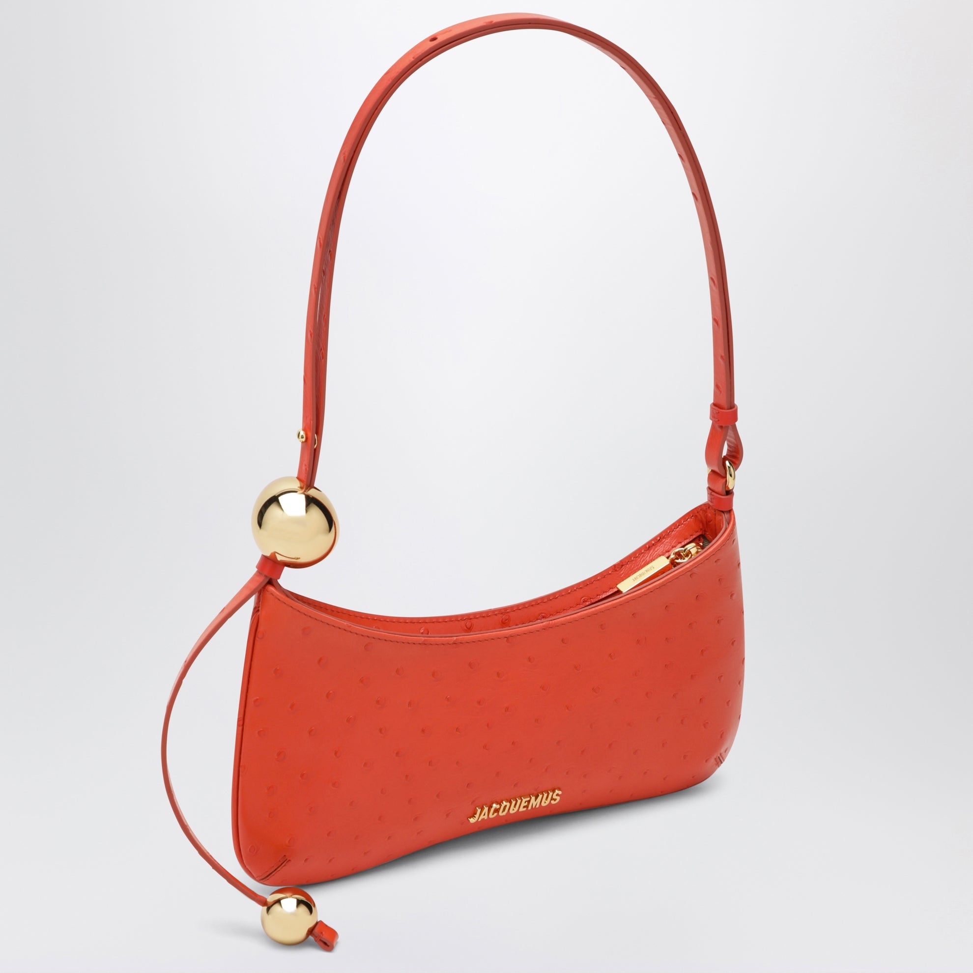 Sac Le Bisou Perle Orange en Cuir embossé effet Autruche