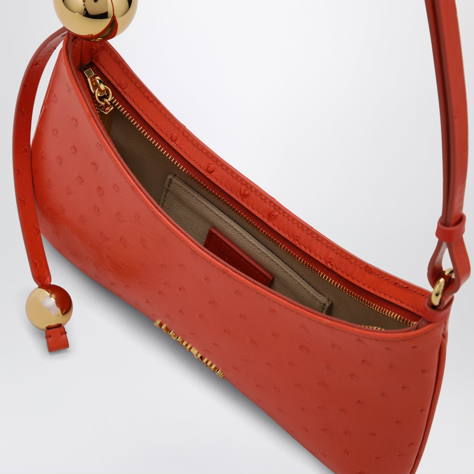 Sac Le Bisou Perle Orange en Cuir embossé effet Autruche