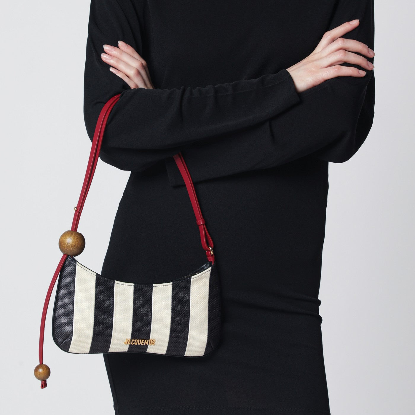Le Bisou Perle striped black/ivory bag