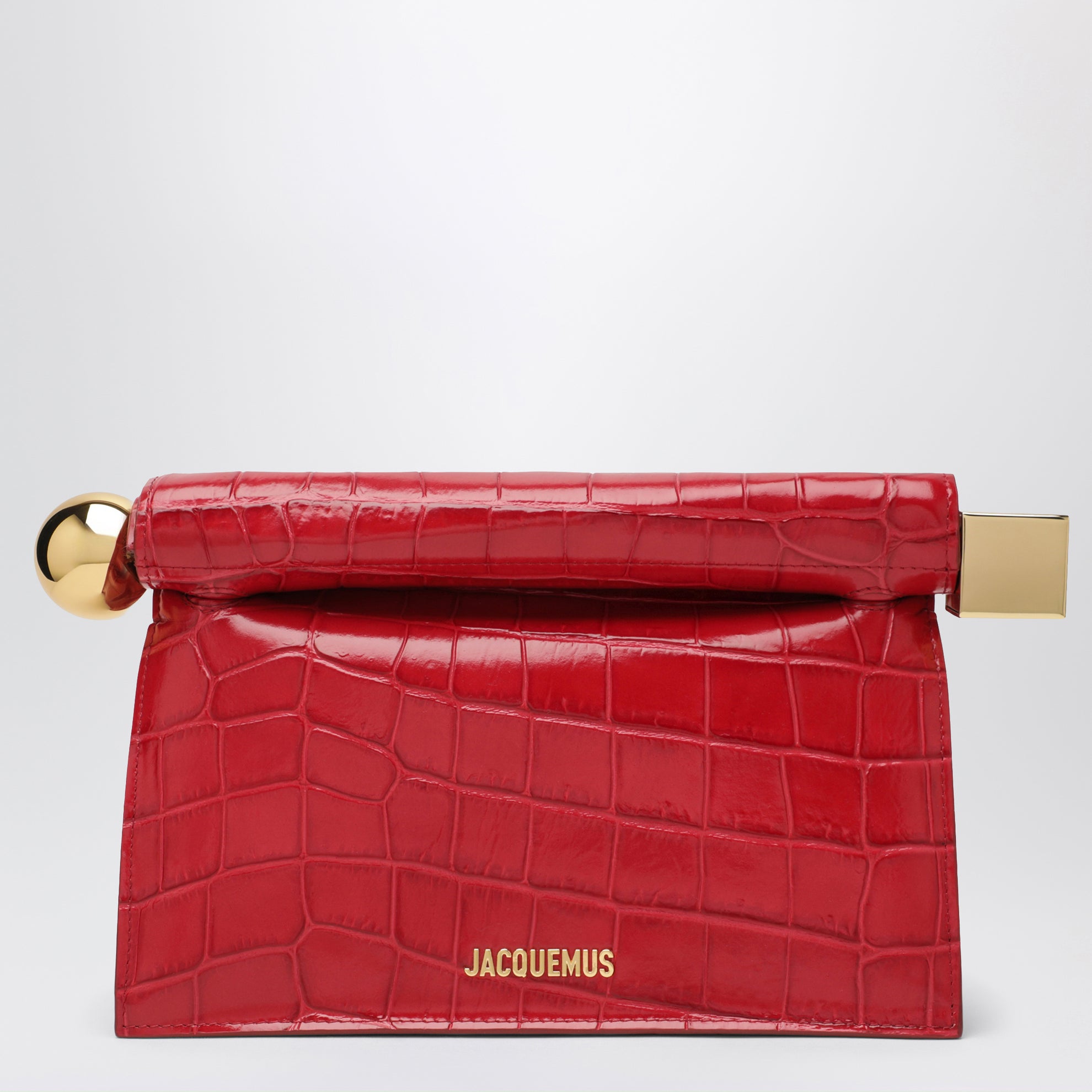 Clutch La Pochette Rond Carré rossa in pelle
