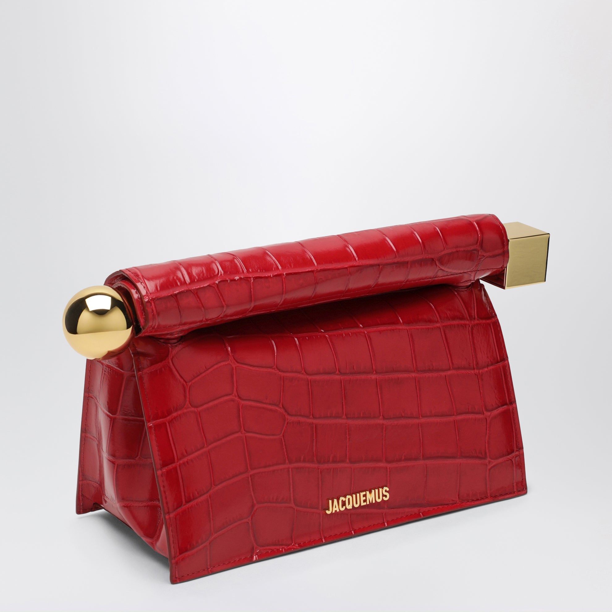 Clutch La Pochette Rond Carré rossa in pelle