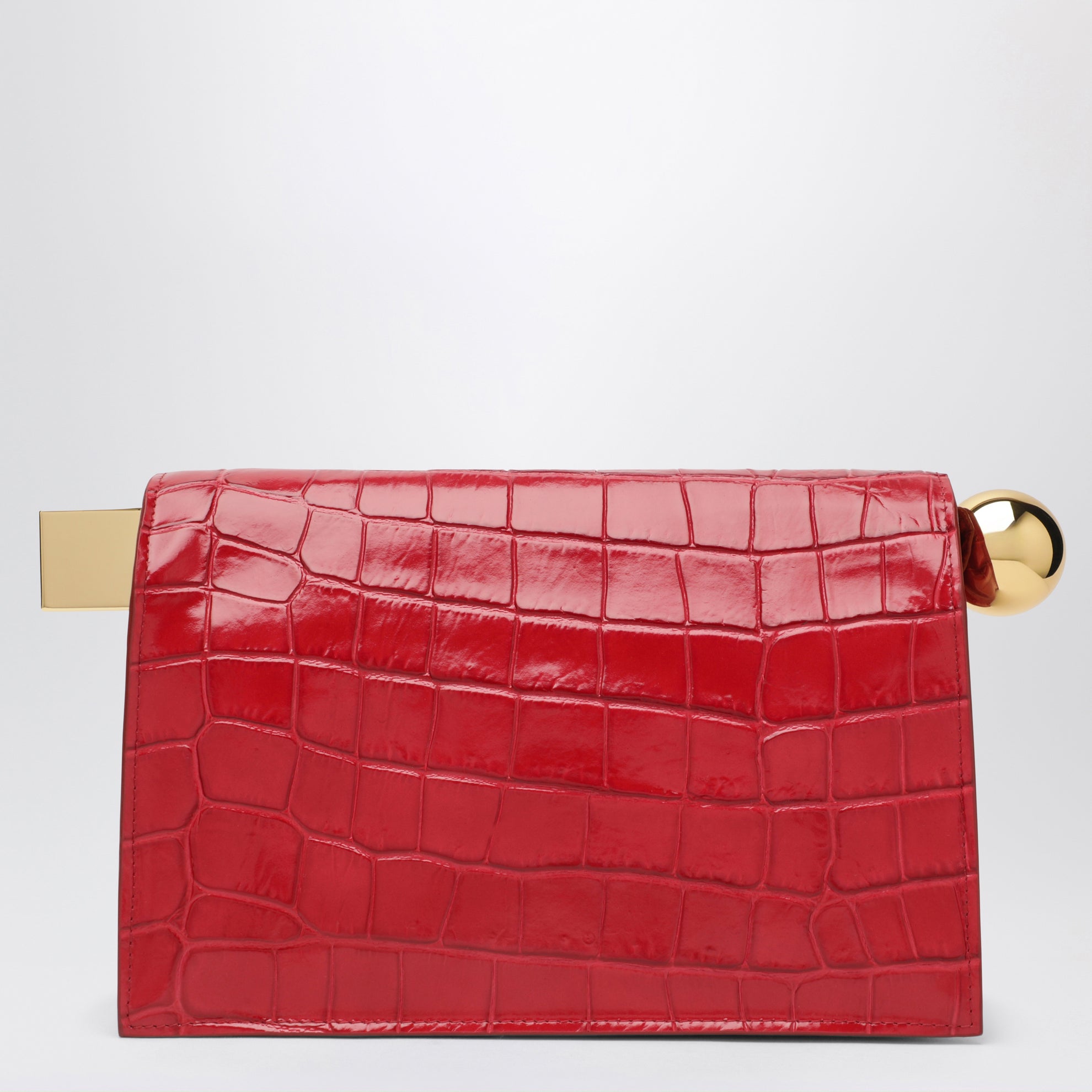 Clutch La Pochette Rond Carré rossa in pelle