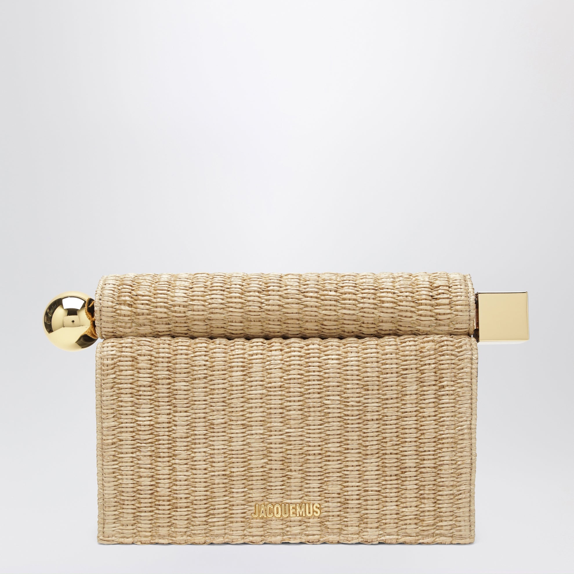 Pochette Rond Carré effetto rafia intrecciata