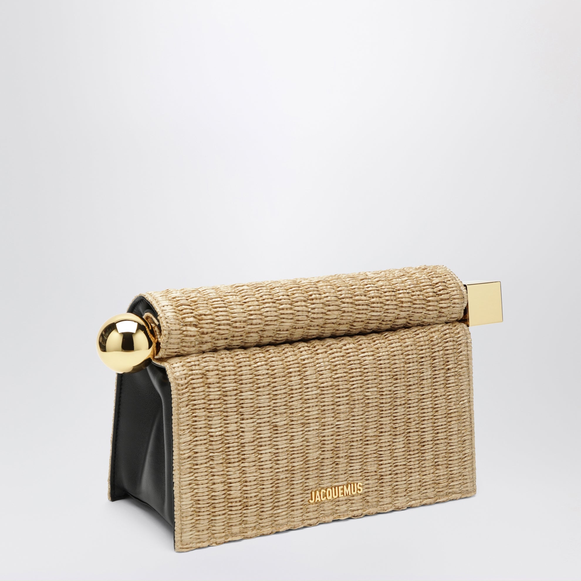 Pochette Rond Carré effetto rafia intrecciata