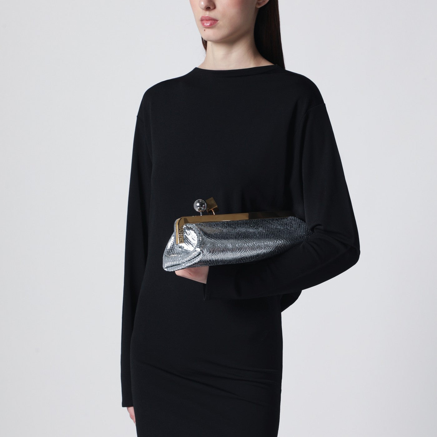 Pochette Salon en cuir effet serpent miroir
