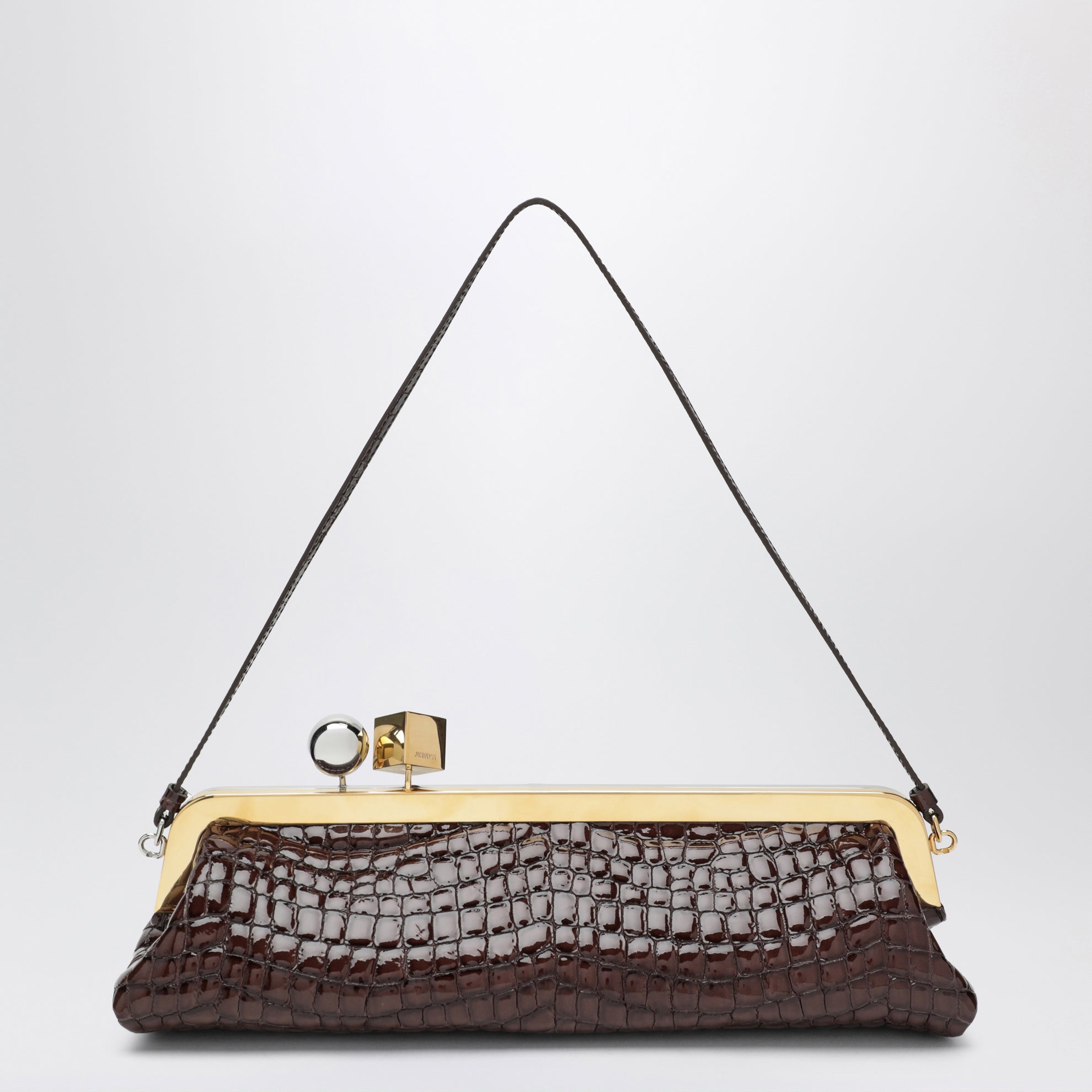 La Pochette Salon Pouch aus krokogeprägtem Leder