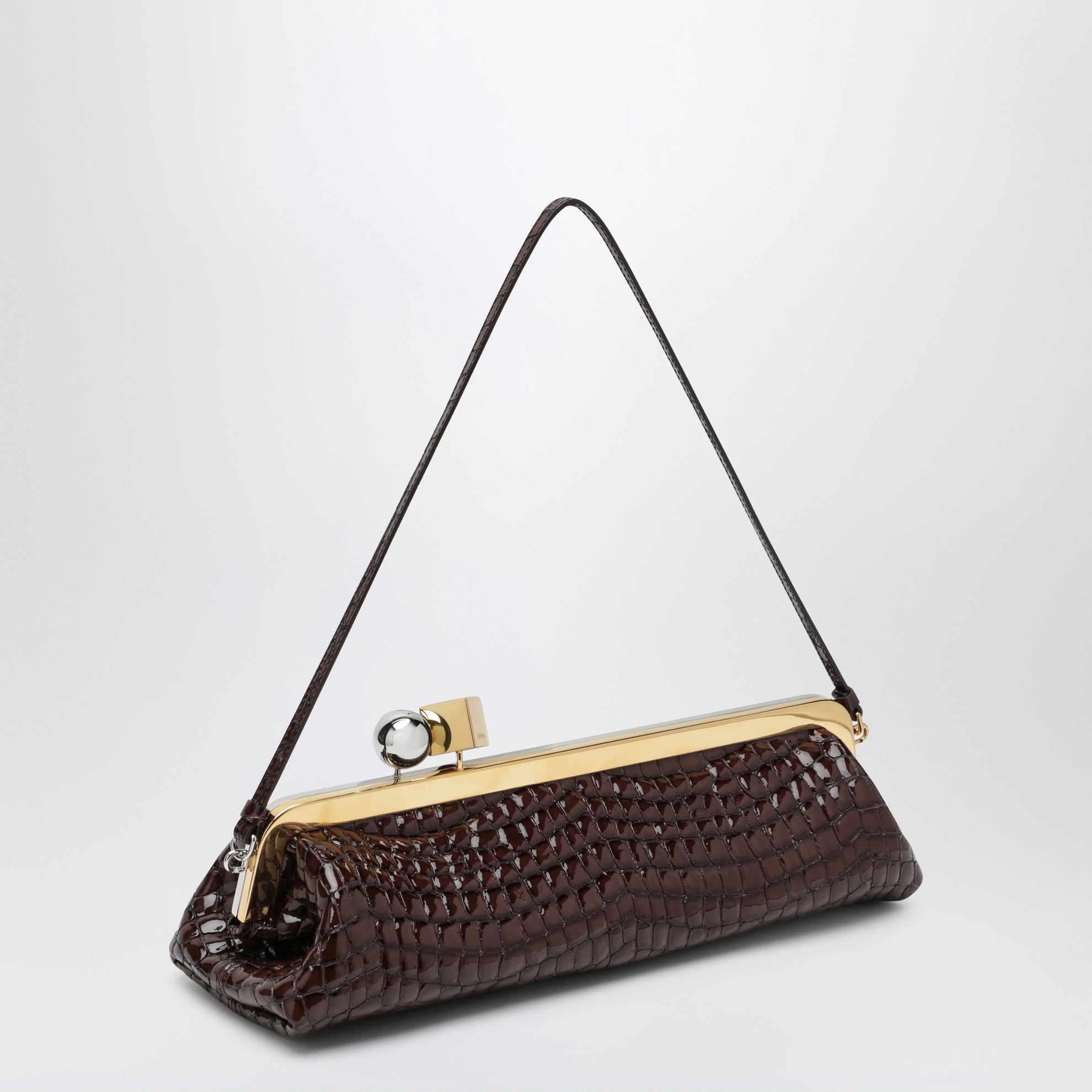 La Pochette Salon Pouch aus krokogeprägtem Leder