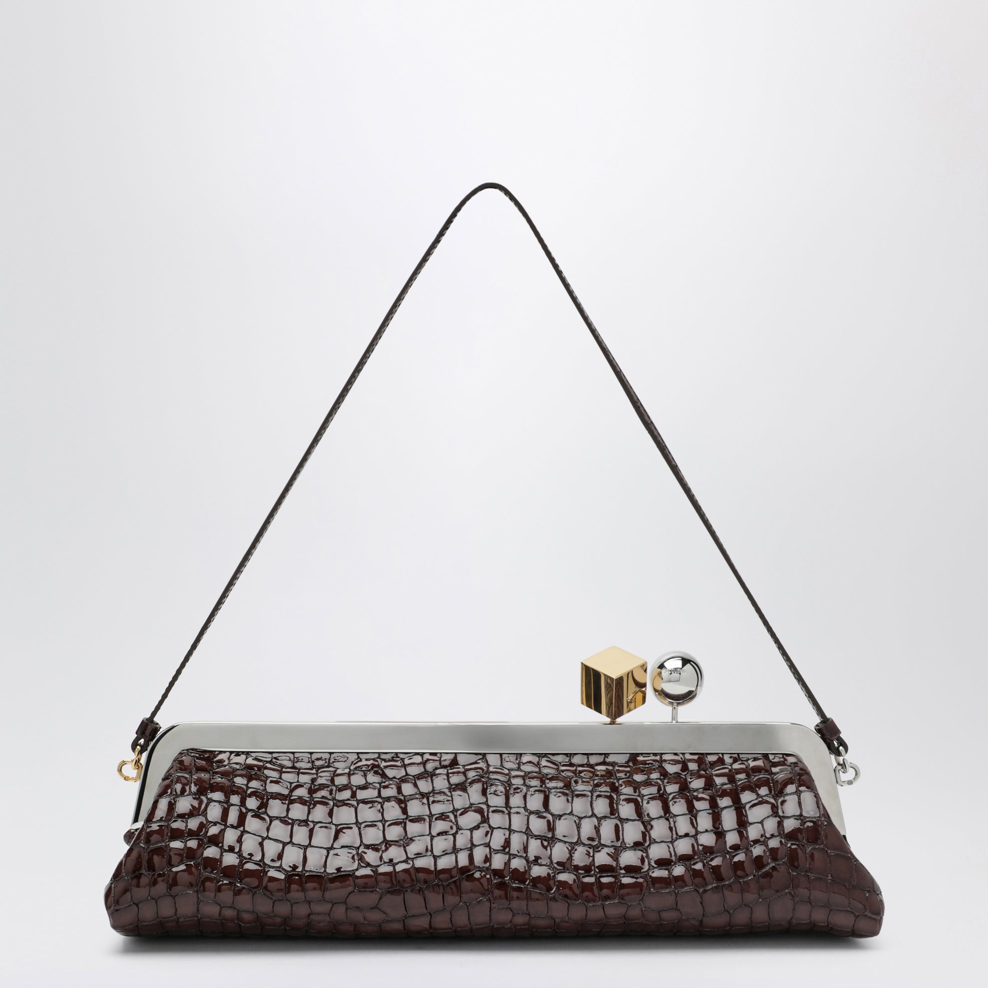 La Pochette Salon Pouch aus krokogeprägtem Leder