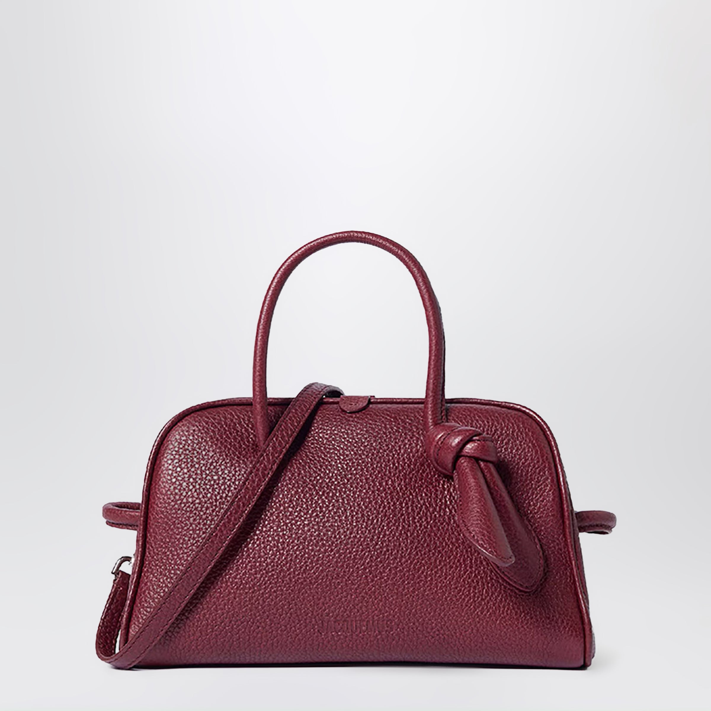 JACQUEMUS Small Turismo bag in leather, Burgundy | TheDoubleF