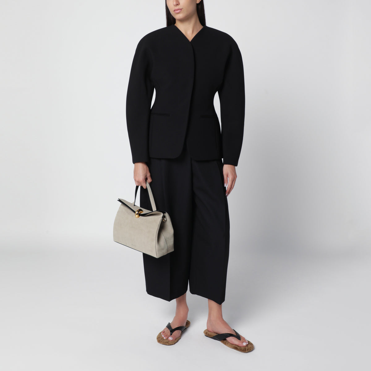 Sac Valérie grège en cuir de vachette