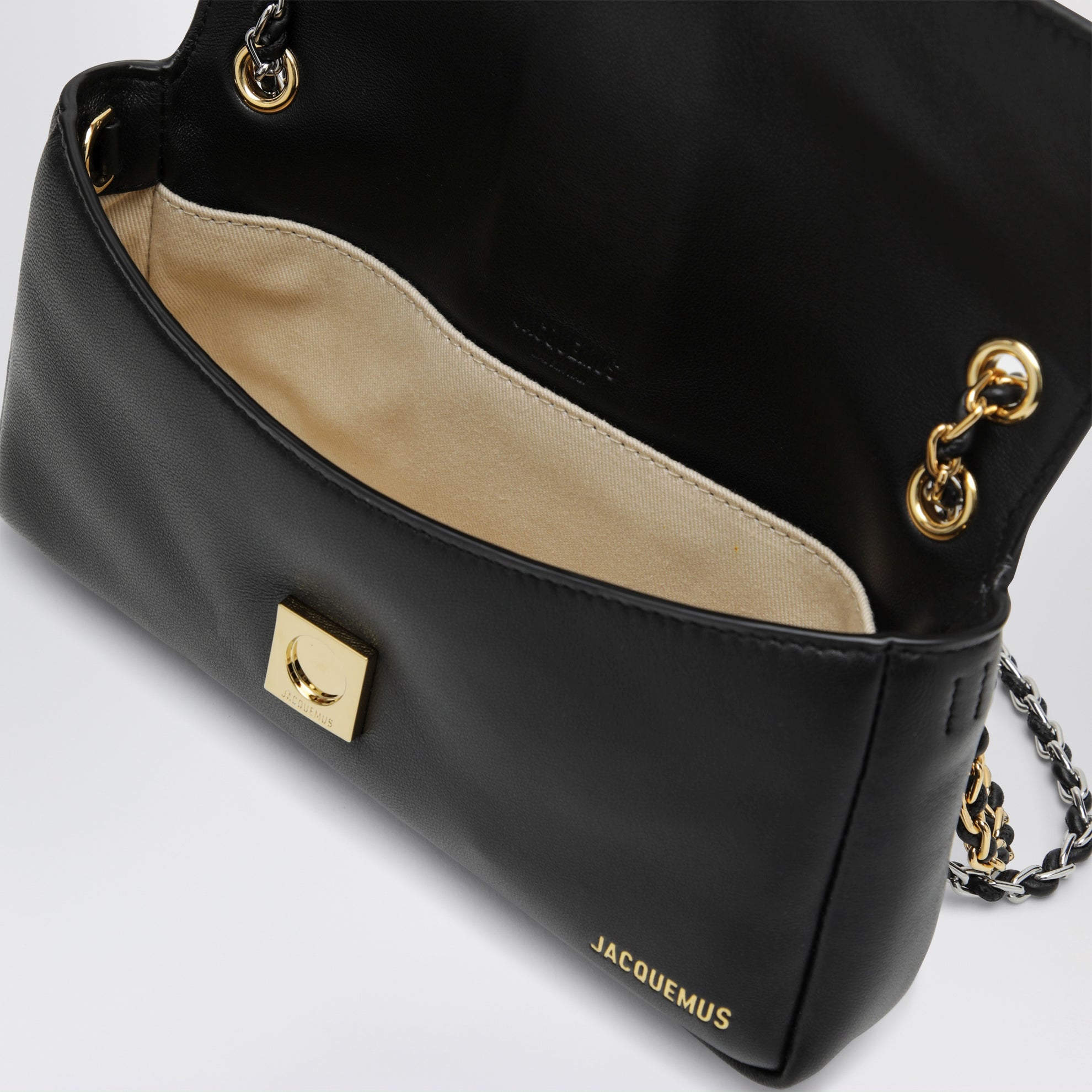 Sac à épaule Chaîne souple en nappa noir