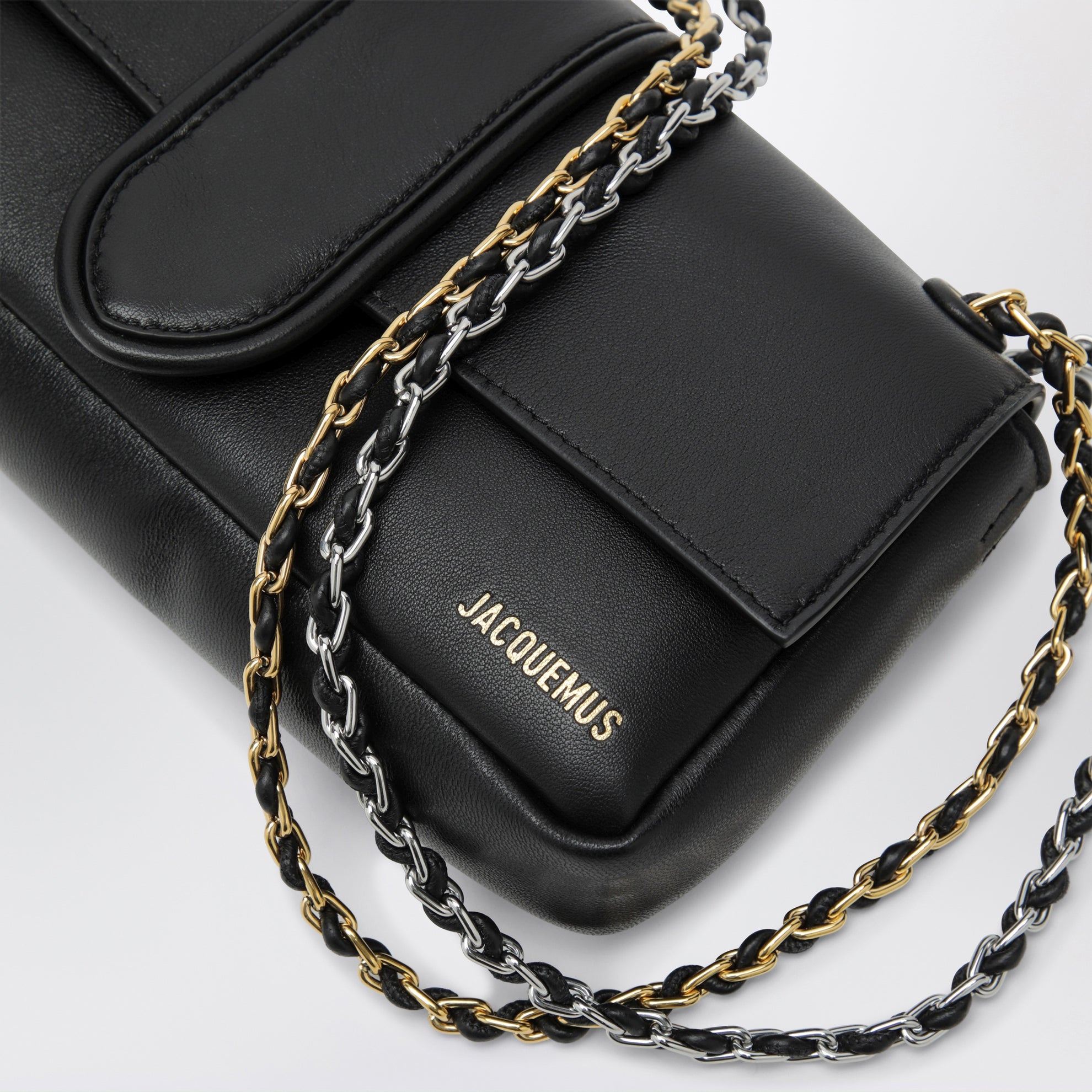 Sac à épaule Chaîne souple en nappa noir